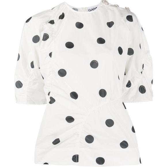 NWT GANNI Polka Dot Top - Picture 1 of 10